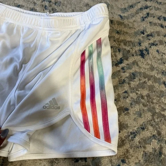 Girls Adidas Shorts colorful 3 stripe XL/16 - Picture 2 of 4